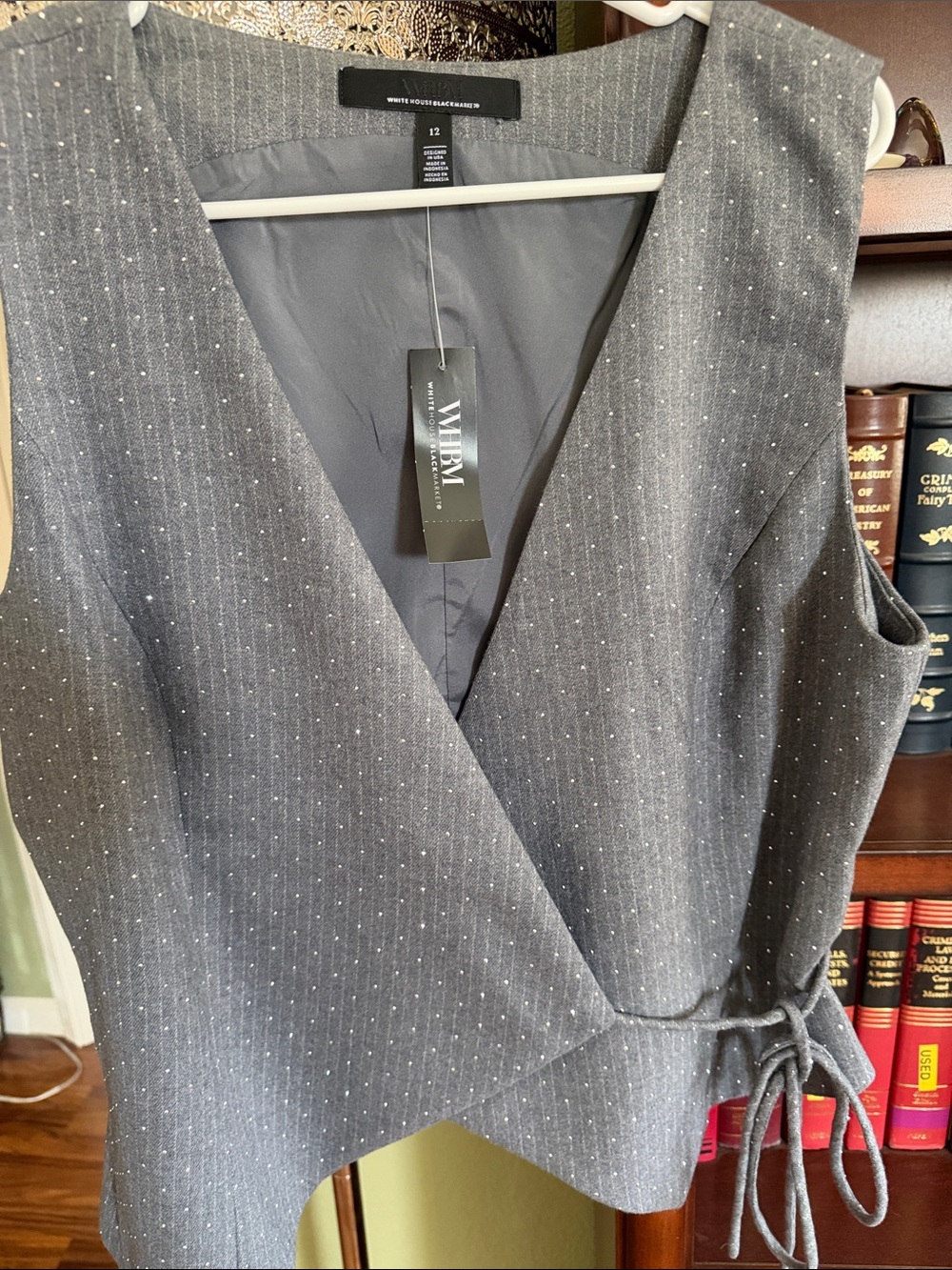 White House Black Market Grey Embellished Suit Vest